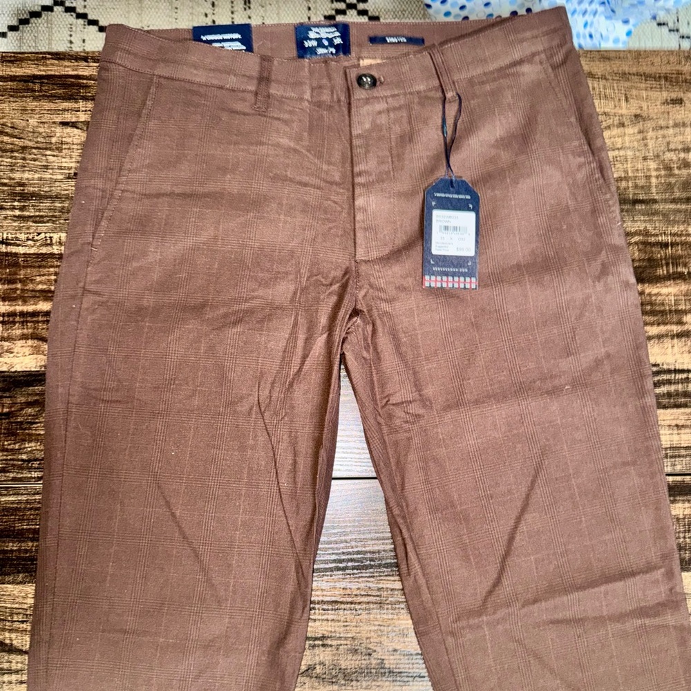 Ben Sherman Men’s Brown Dress Pants 33x32 | Slim Fit Stretch | New With Tags